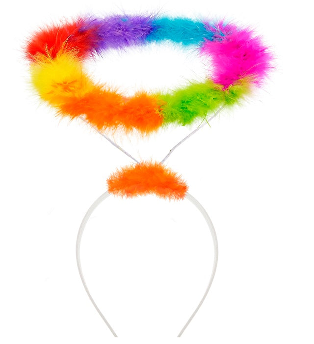 Bunter Regenbogen-Heiligenschein als Accessoire für Fasnacht und Karneval