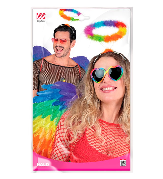 Bunter Regenbogen-Heiligenschein als Accessoire für Fasnacht und Karneval