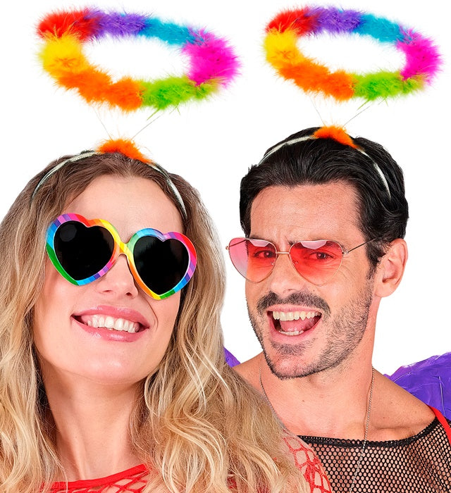 Bunter Regenbogen-Heiligenschein als Accessoire für Fasnacht und Karneval