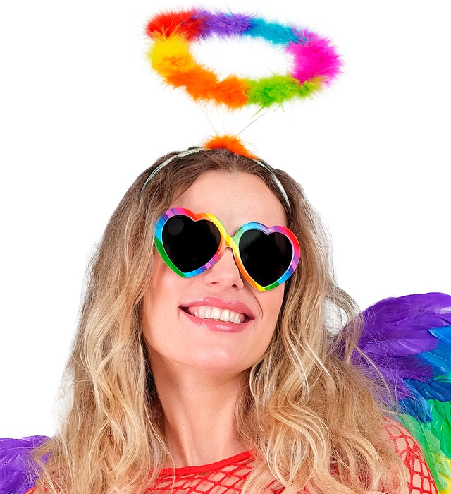 Bunter Regenbogen-Heiligenschein als Accessoire für Fasnacht und Karneval