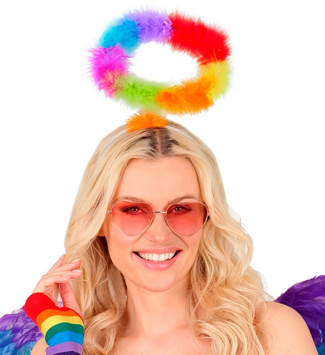 Bunter Regenbogen-Heiligenschein als Accessoire für Fasnacht und Karneval