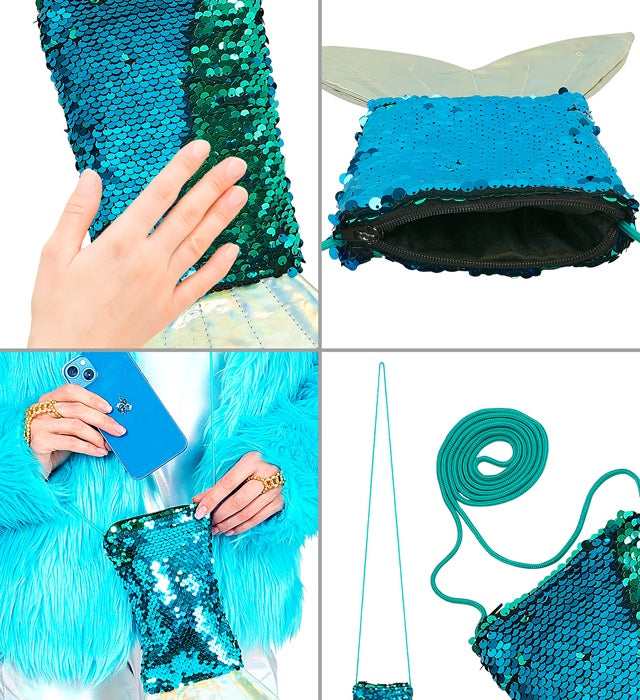 Meerjungfrauen Tasche mit funkelnden Pailletten in Blau und Grün