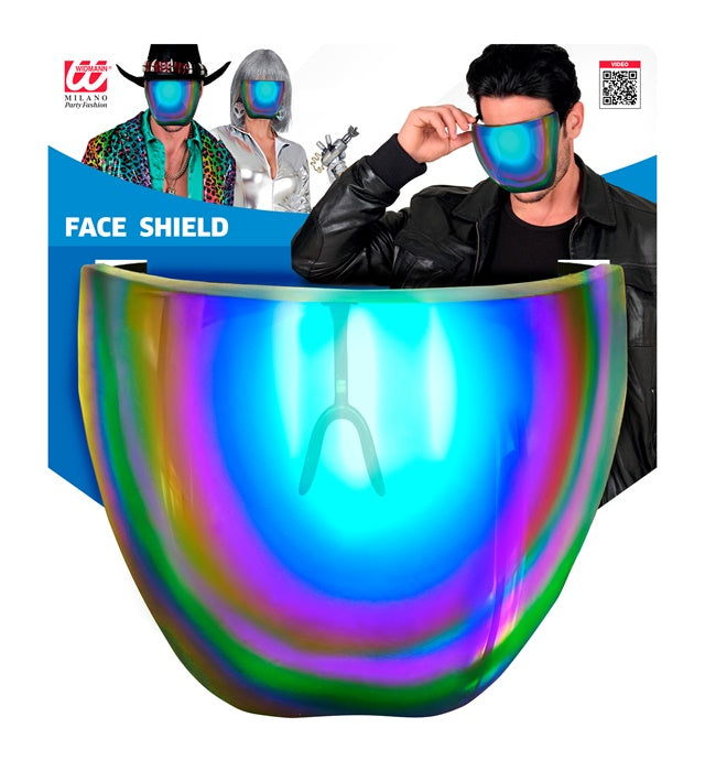 Gesichtsvisier mit blau-violett verspiegeltem Glas für Fasnacht und Karneval