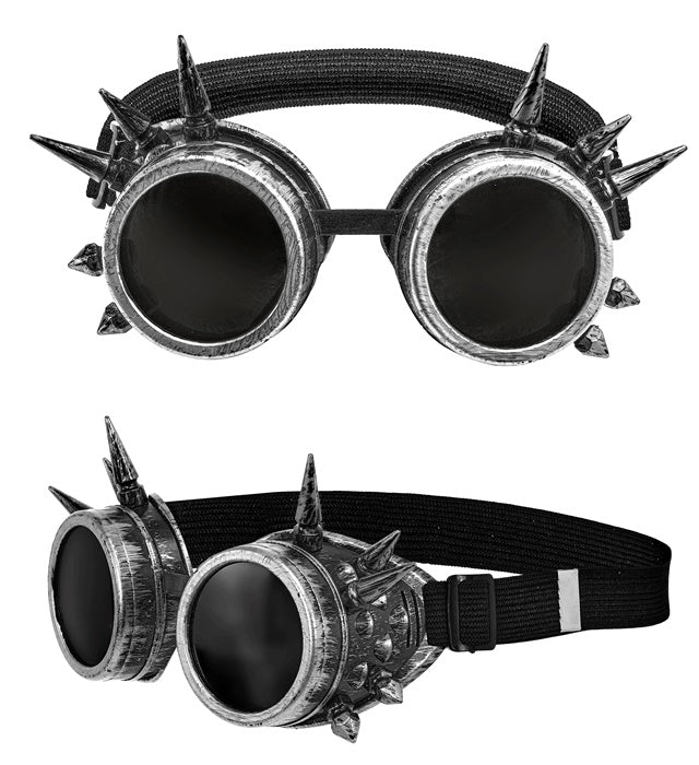 Antik silberne Steampunk Brille mit Stacheln auf weißem Hintergrund