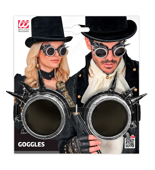 Antik silberne Steampunk Brille mit Stacheln auf weißem Hintergrund