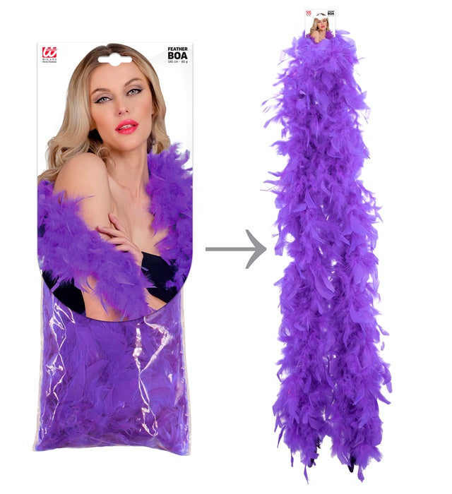 Violette Federboa 1,80 Meter lang für Fasnacht und Halloween