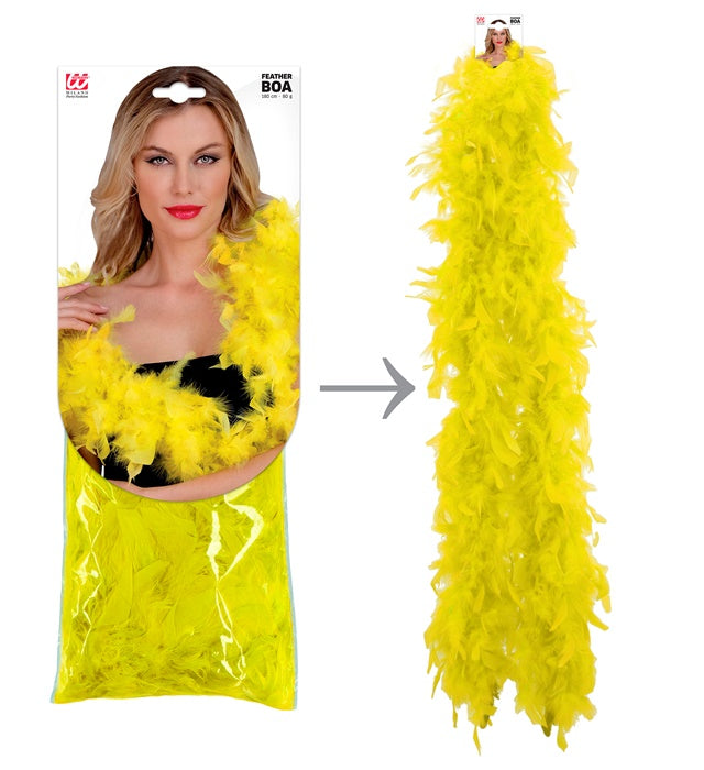 Gelbe Federboa 1,80 m lang als Fasnachts-Accessoire
