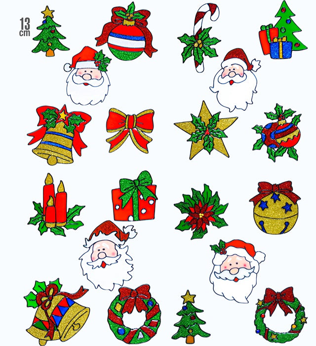 Weihnachts Fensterbilder Set mit 5 Weihnachtsmann-Gesichtern in verschiedenen Motiven
