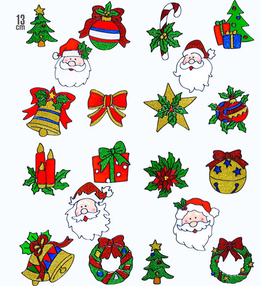 Weihnachts Fensterbilder Set mit 5 Weihnachtsmann-Gesichtern in verschiedenen Motiven