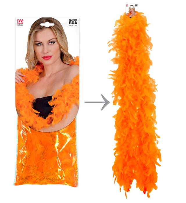 Leichte orange Federboa 1,80 Meter lang als festliches Accessoire