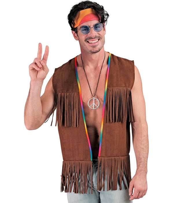Bunte Hippie-Weste im Retro-Stil für Fasnacht und Karneval