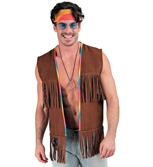 Bunte Hippie-Weste im Retro-Stil für Fasnacht und Karneval