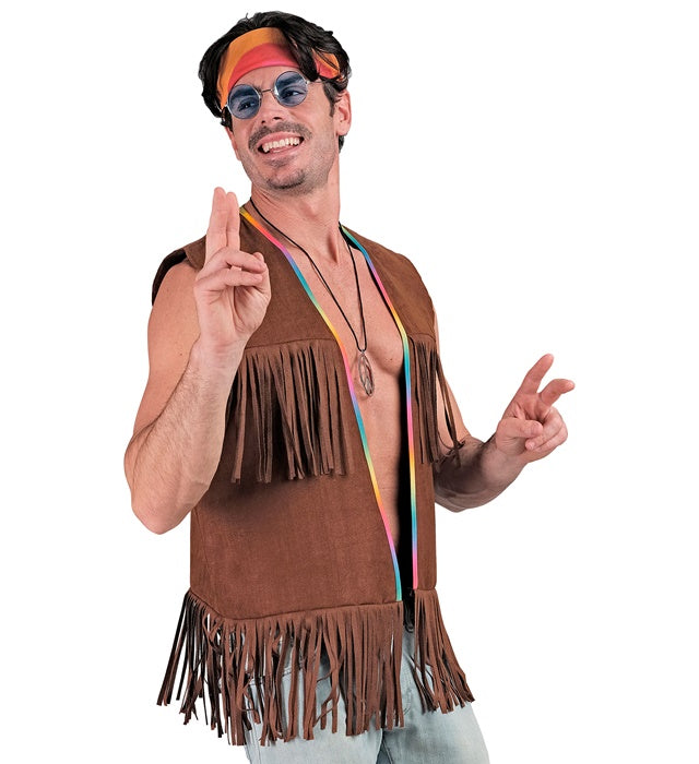 Bunte Hippie-Weste im Retro-Stil für Fasnacht und Karneval