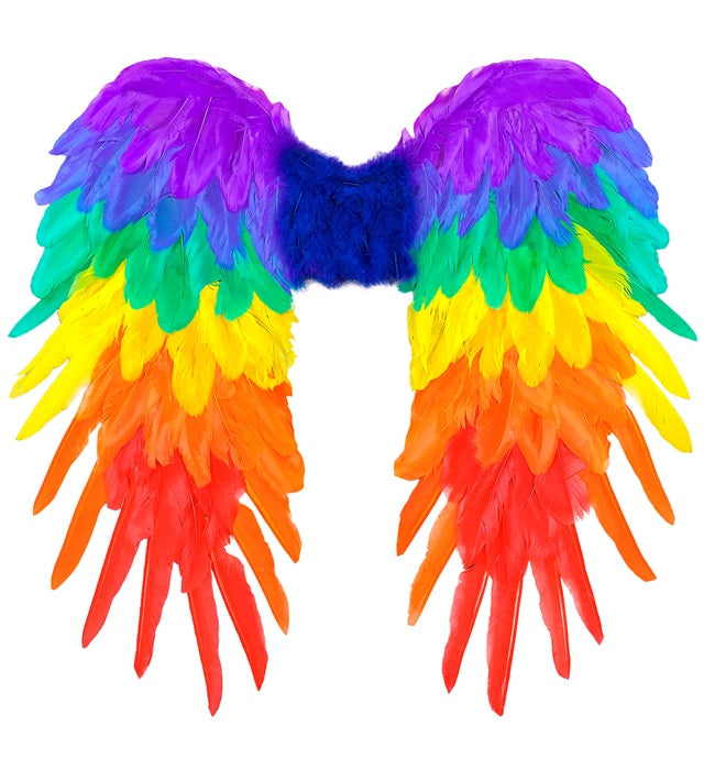 Bunte faltbare Federflügel 50x50 cm für Fasnacht und Karneval