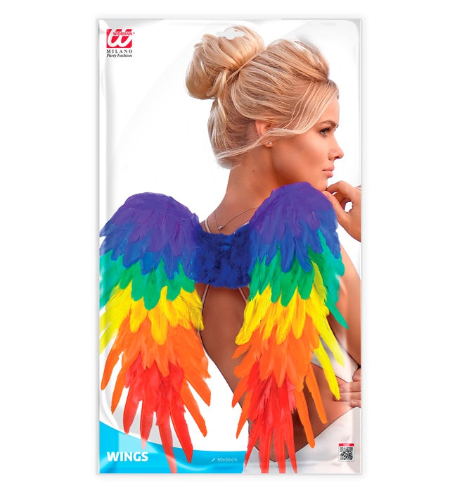Bunte faltbare Federflügel 50x50 cm für Fasnacht und Karneval