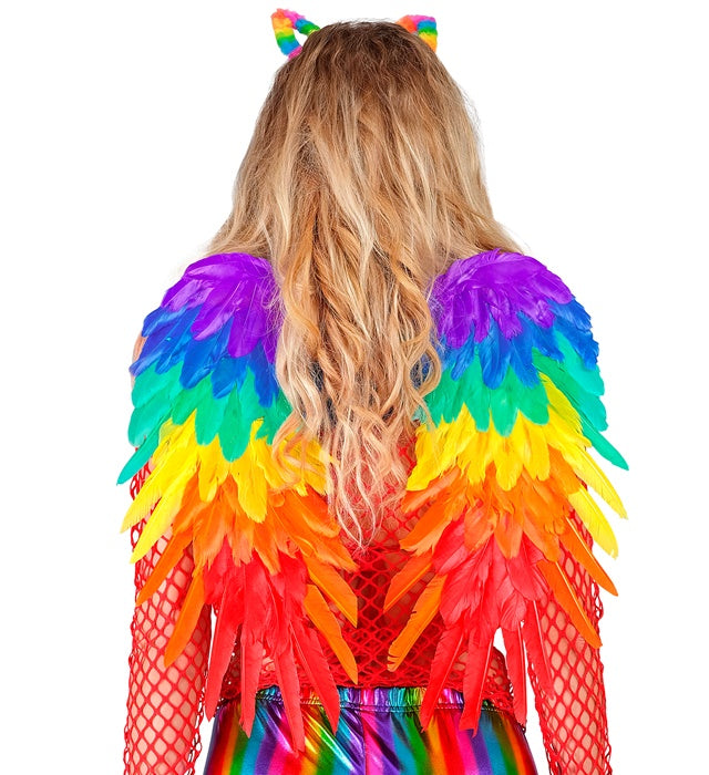 Bunte faltbare Federflügel 50x50 cm für Fasnacht und Karneval
