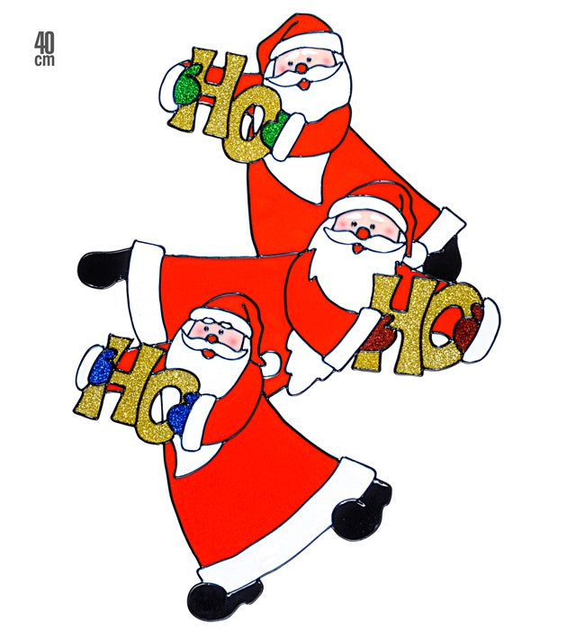Weihnachtsmann Trio Fensterbild mit drei fröhlichen Weihnachtsmännern, 40 cm groß