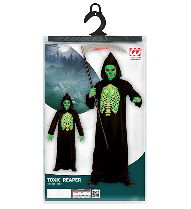 TOXIC REAPER schwarze Robe mit Kapuze für Fasnacht und Halloween