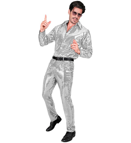 Silberne Paillettenhose für Fasnacht und Karneval mit glitzerndem Design