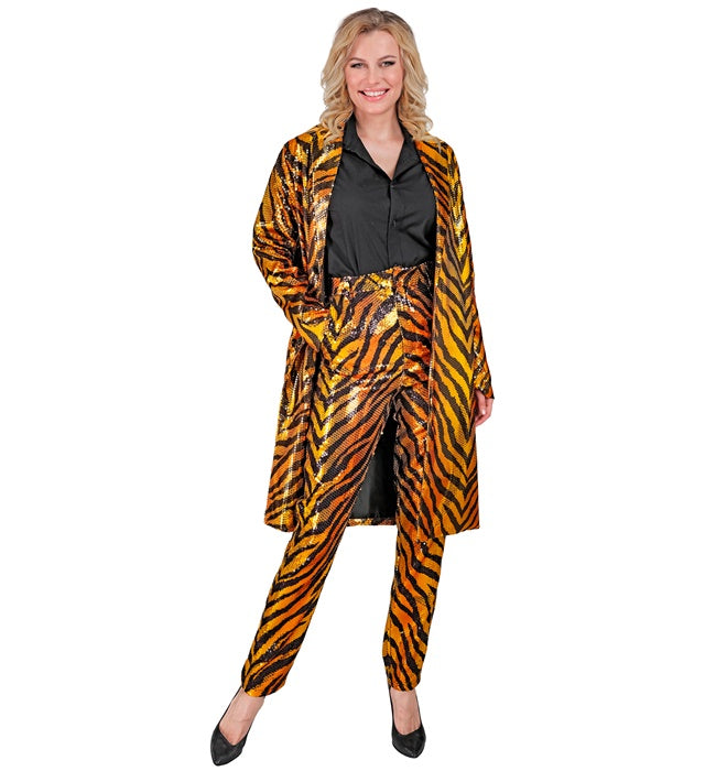 Paillettenmantel mit Tigermuster für Fasnacht und Karneval