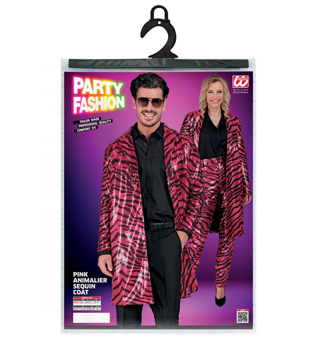 Paillettenmantel mit pinkem Zebramuster für Fasnacht und Karneval
