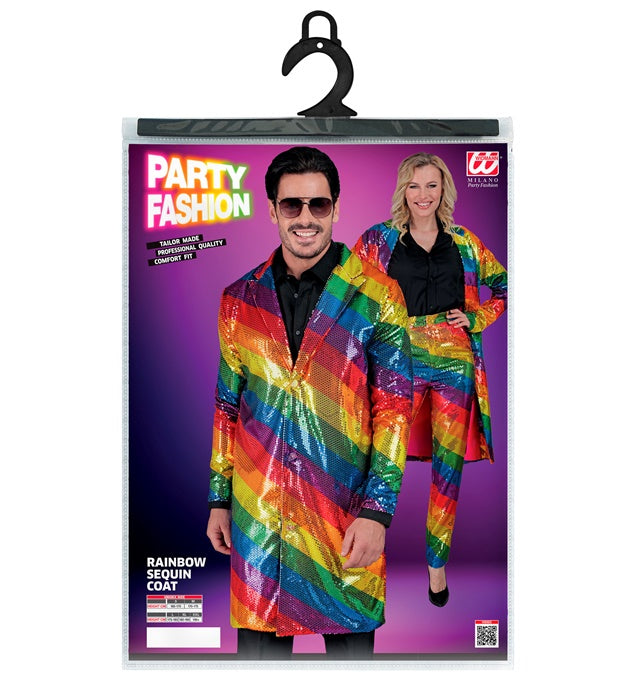 Paillettenmantel mit buntem Regenbogenmuster für Fasnacht und Karneval