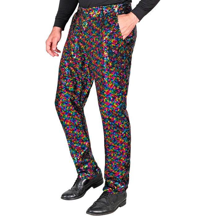 Bunte Paillettenhose mit Glitzereffekt für Fasnacht und Karneval