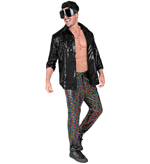 Bunte Paillettenhose mit Glitzereffekt für Fasnacht und Karneval