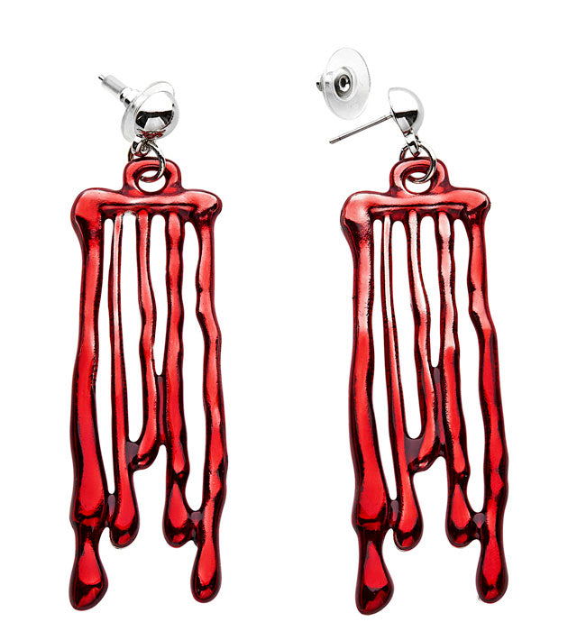 Bluttropfen Ohrhänger in roter Tropfenform als Halloween Accessoire
