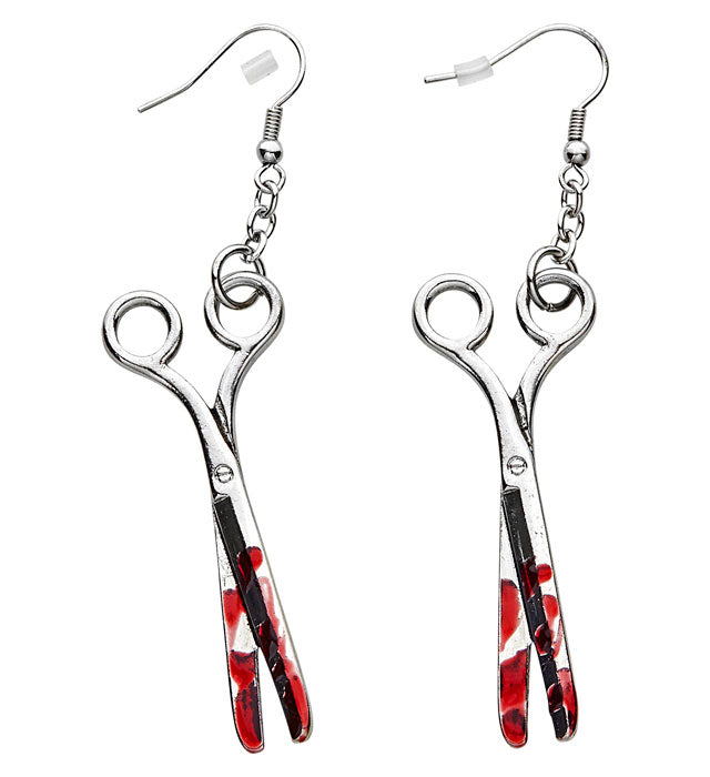 Blutige Schere Ohrstecker als gruseliges Halloween-Accessoire