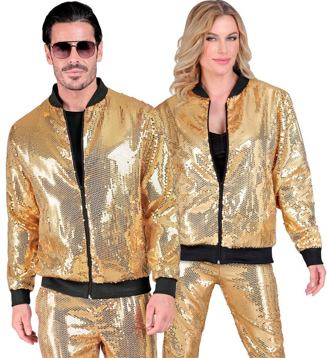 Goldene Pailletten-Bomberjacke für Fasnacht und Karneval