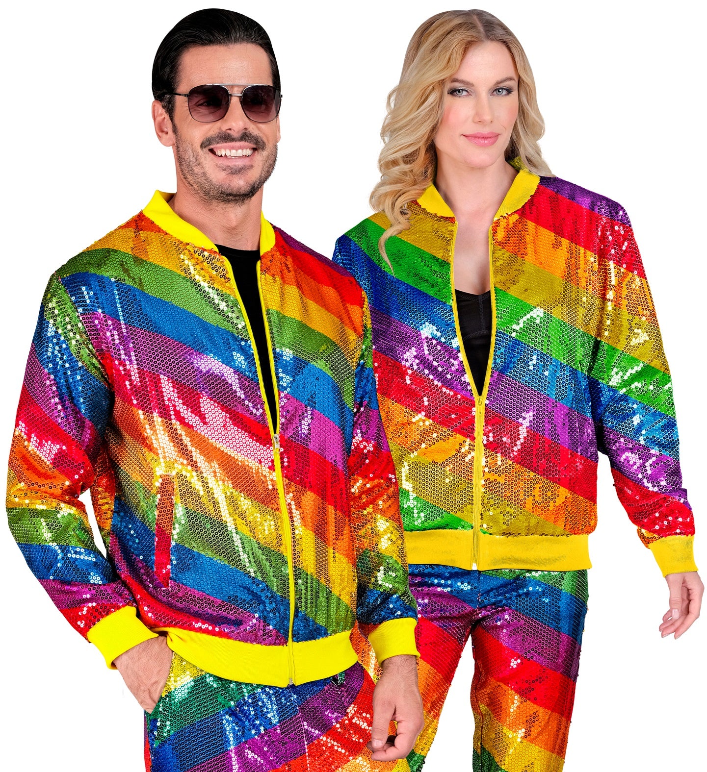 Paillettenjacke in Regenbogen Muster Unisex