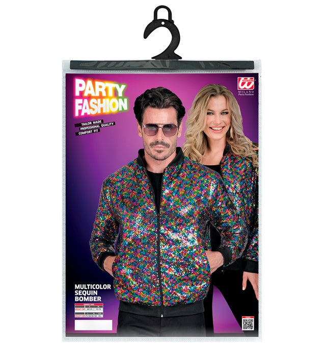 Bunte Bomberjacke mit Pailletten, perfekt für Fasnacht und Karneval