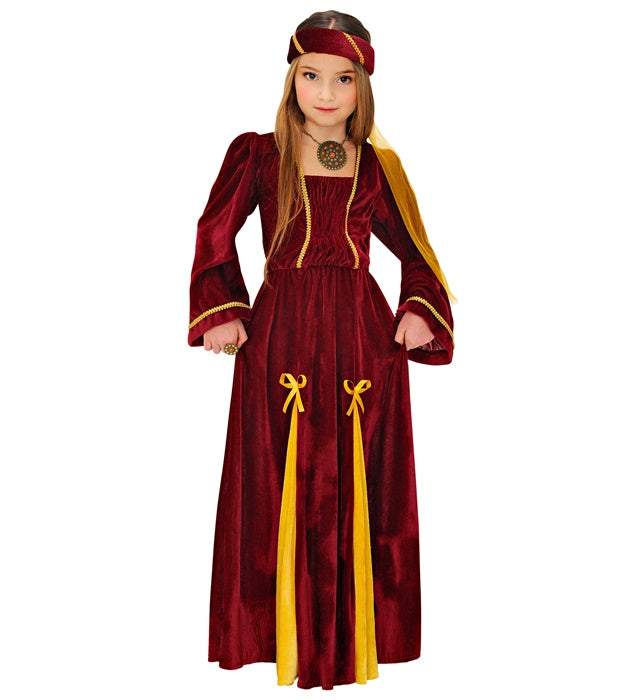 Mittelalterliches Prinzessinnen-Kleid mit Kopfbedeckung und Schleier in elegantem Design