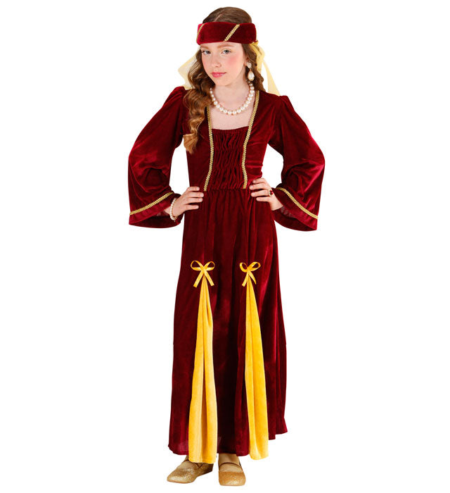 Mittelalterliches Prinzessinnen-Kleid mit Kopfbedeckung und Schleier in elegantem Design