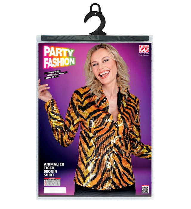 Paillettenbluse mit Tigermuster für Fasnacht und Karneval