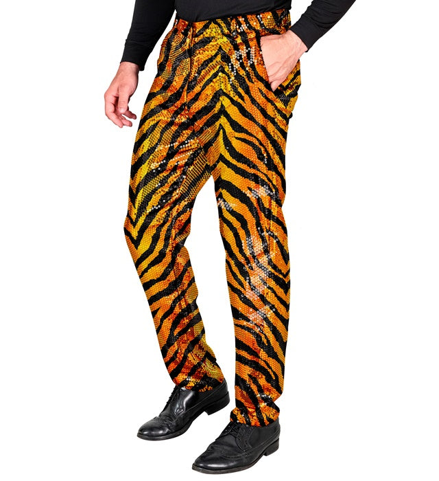Paillettenhose mit Tigermuster für Fasnacht und Karneval