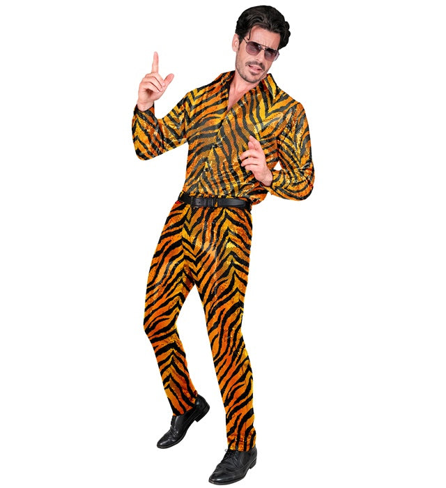 Paillettenhose mit Tigermuster für Fasnacht und Karneval