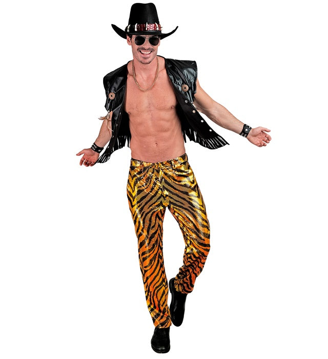 Paillettenhose mit Tigermuster für Fasnacht und Karneval