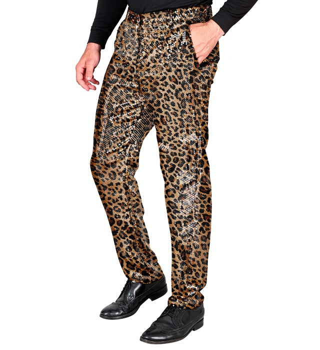 Paillettenhose im Leopardenmuster für Fasnacht und Karneval