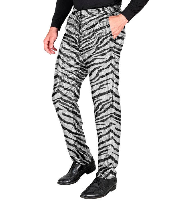 Paillettenhose im Zebramuster mit glänzendem Design für Fasnacht