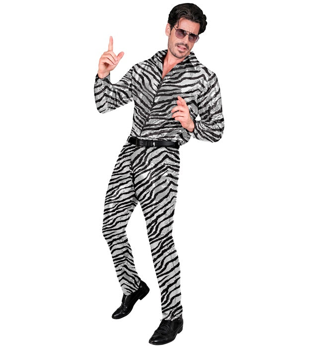 Paillettenhose im Zebramuster mit glänzendem Design für Fasnacht