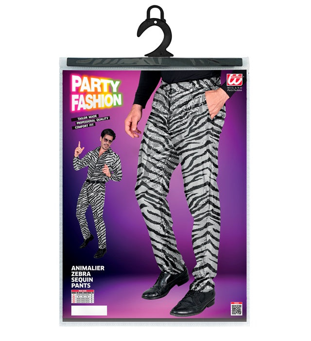 Paillettenhose im Zebramuster mit glänzendem Design für Fasnacht