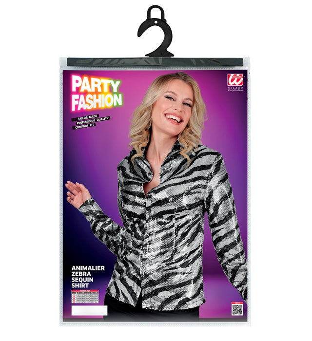 Paillettenbluse im Zebramuster mit funkelndem Glanzeffekt
