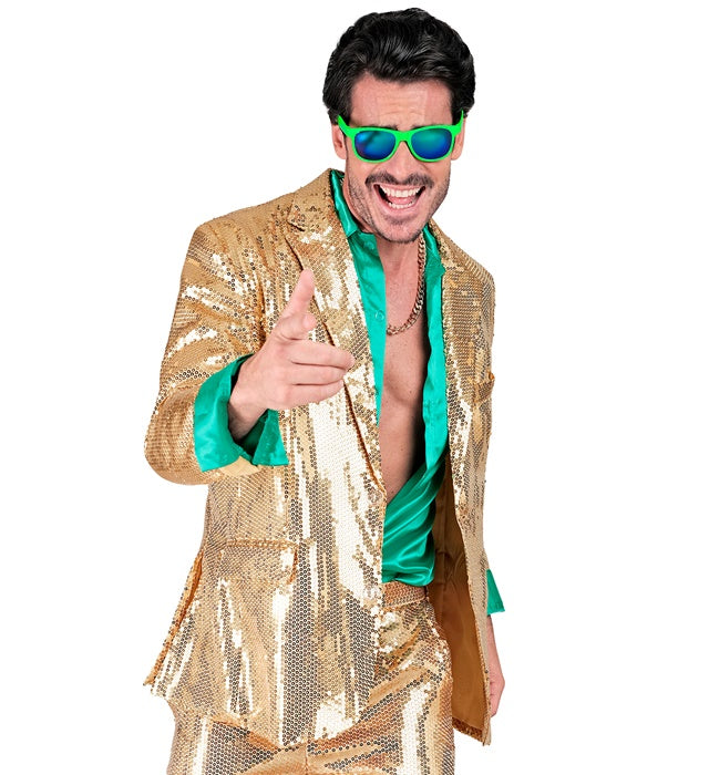 Goldfarbenes Pailletten-Jackett für Fasnacht und Mottoparty mit glitzerndem Design