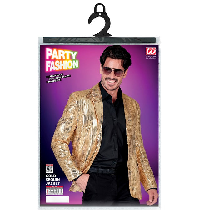 Goldfarbenes Pailletten-Jackett für Fasnacht und Mottoparty mit glitzerndem Design
