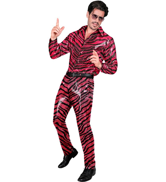 Paillettenhose Zebramuster pink für Fasnacht und Karneval