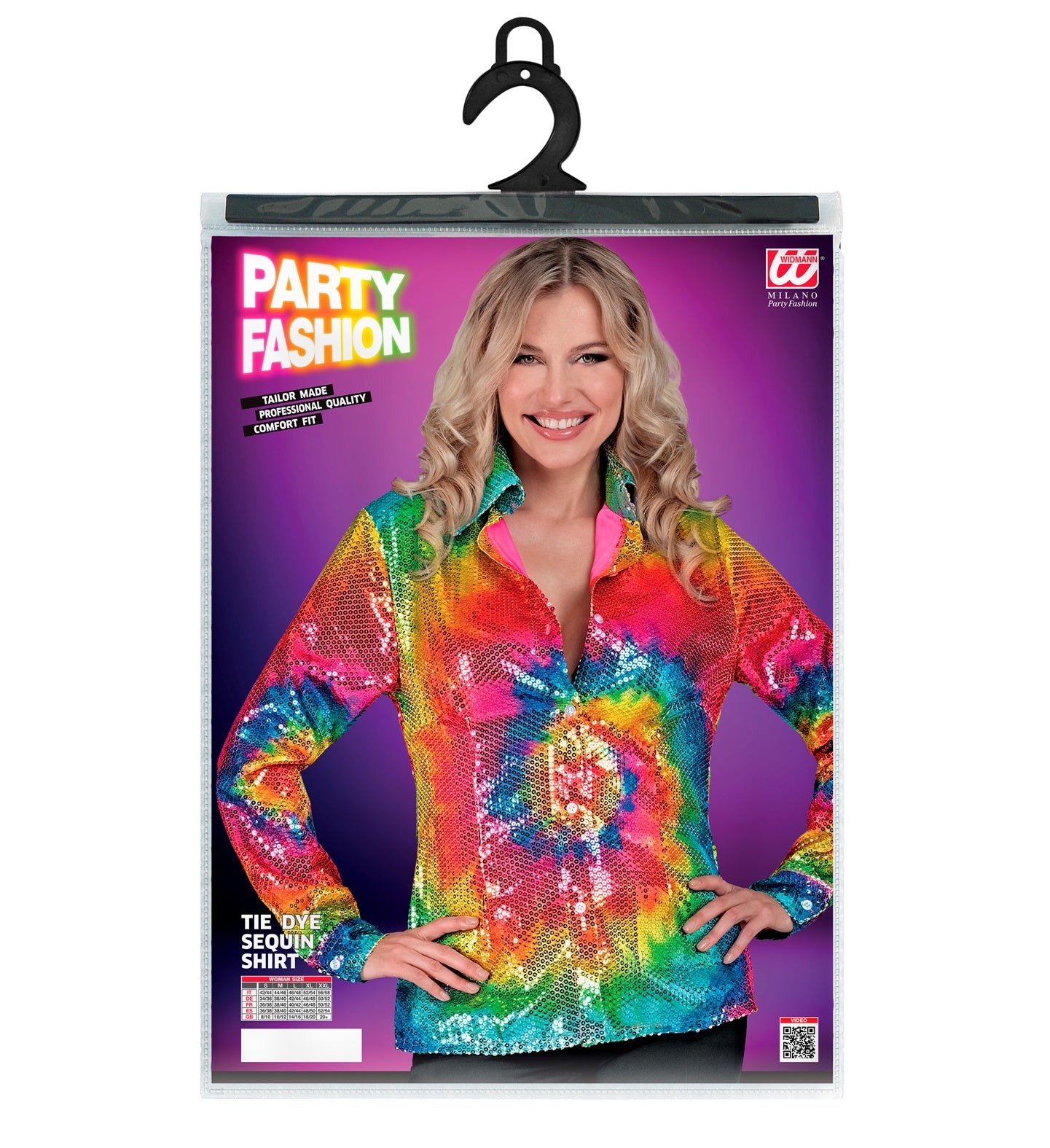 Paillettenbluse im Tie Dye Muster Rainbow