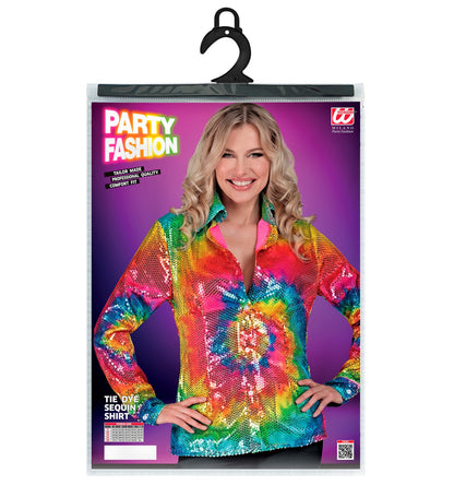 Paillettenbluse im Tie Dye Muster Rainbow