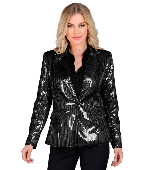 Schwarzer Pailletten Blazer für Fasnacht und Mottopartys